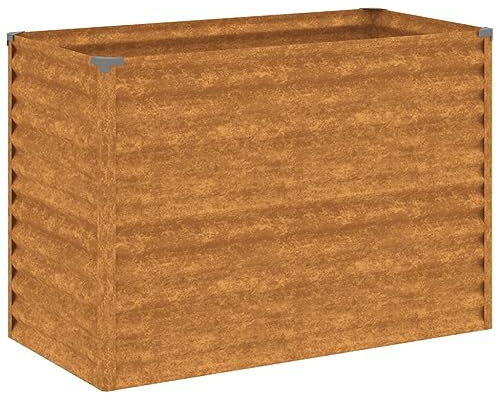 Willood Hochbeet 100x50x69 cm Wetterfest Pflanzkasten mit viel Platz, Pflanzkübel Blumenkasten für Balkon Garten, Blumenkübel Gemüsebeet, Cortenstahl