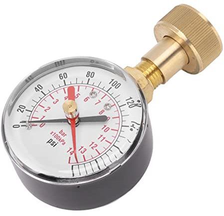 Pressure Gauges Water Pressure Gauge Aluminum Alloy Iron 0 to 200Psi Universal Water Pressure Test Gauge with 3/4 Female Hose Thread for Replacement