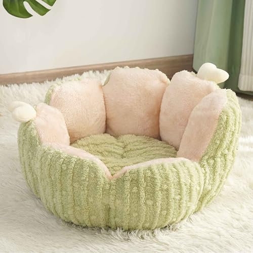 PJDDP Katzenbett, Katzenhaus Indoor, Katzenbetthaus Mit Abnehmbarem, Waschbarem Kissen Und Antirutsch Boden, Flauschig Und Weich Katzensofa,Grün,M