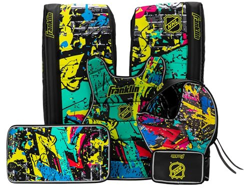 Franklin Sports NHL Kids Street Hockey Goalie Pads Set - Youth Street Hockey Goalie Gear - Junior Blocker, Glove + Pads - Comp100 Adjustable Kids Equipment - Youth Small/Medium