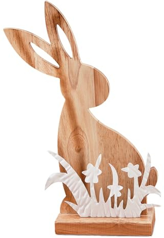 Figuras de conejos de Pascua de madera, decoración de Pascua, decoración de primavera, figura decorativa de conejo, figura decorativa de mesa, con flores, pequeñas, modernas figuras de madera,