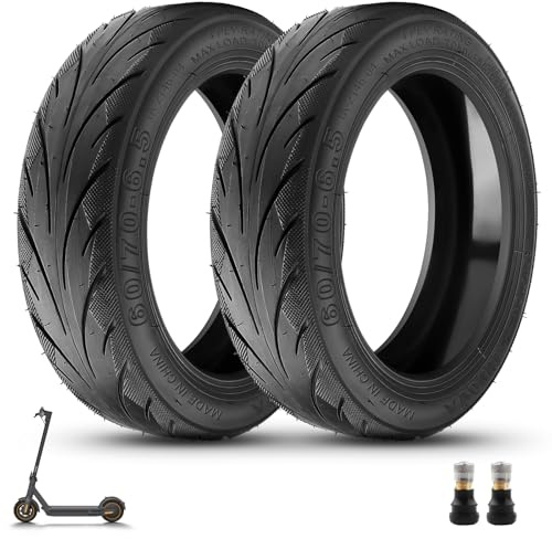Amitor 60/70-6.5 Reifen Tubeless für Ninebot Max G30 E Scooter, Pannensicherer Selbstheilender Vakuumreifen mit Ventil, E Scooter Reifen 60/70-6,5 10 Zoll mit Langlebig & Sichere Nassgriffigkeit, 2PCS