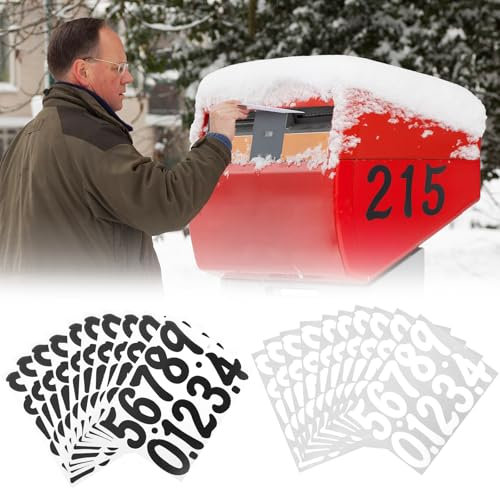200 Stück Wetterfeste Klebezahlen 8cm, Hausnummer Aufkleber 0-9 für Briefkasten und Mülltonne - Wasserdicht Schwarz Weiß
