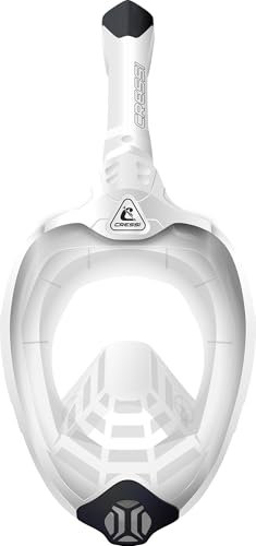 Cressi Bali Full Face Mask - Vollgesichts-Schnorchelmaske Erwachsene - Ultra-klare Sicht, 100% Silikon, Kamera Halterung - Taucherbrille - Schnorchelset Erwachsene - Weiß/Schwarz - L-XL