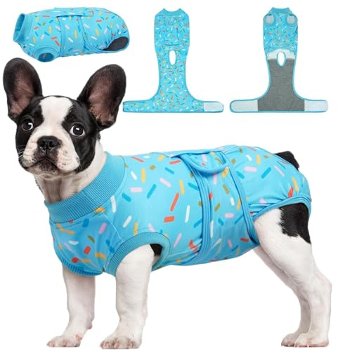 Kuoser Dog Recovery Suit Male, Dog Surgery Suit for Neutering, Breathable Recovery Onesie, Post-Op Protective Vest for Wound, Bodysuit for Abdominal Wounds Skin Disease, BlueRibbon M