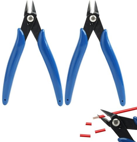 2 Piezas Alicates de Corte Diagonal, Mini Alicates de Precision Cortador de Alambre Tenazas Corte Lateral Corta Bridas Cable para Electricista Modelismo Artesanía Electrónica Joyería