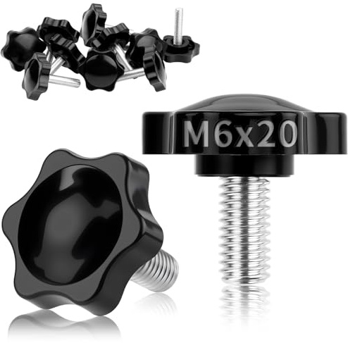 TXXATX Vite a testa zigrinata M6 x 20 mm, 12 pezzi, vite con impugnatura a stella M6, dado a stella con manico, vite a testa a stella, pomello per macchina utensili