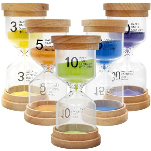 Juego de reloj de arena para niños de 5 piezas con 5 colores macaron, temporizador de cocina de 3/5/10/20/30 minutos, relojes de arena coloridos para decoración del hogar, oficina, regalo creativo