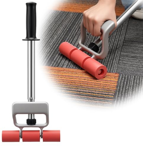 Rodillo de goma ajustable de 17.5 a 27 pulgadas, herramienta de presión, rodillo de suelo resistente, rodillo laminado de ahorro de esfuerzo, no requiere instalación, herramienta de rodillo de vinilo
