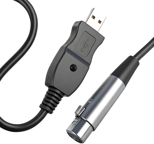 Kryolithm Cavo microfono USB 3 m, USB a DMX 512, cavo USB maschio a femmina XLR per controllo della luce, audio, microfoni e illuminazione palcoscenico, connessione Plug & Play compatibile