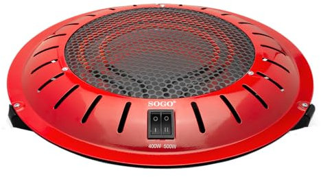 Sogo Calefactor Brasero Eléctrico Suelo/Mesa | 2 Resistencias de Cuarzo Protegidas e Independientes | Calor limpio e Instantaneo | Diseño Moderno | Consumo regulable 400/500/900 W (SS-18280)