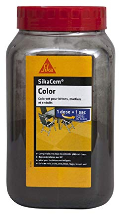 SIKA - Colorant en poudre pour ciment/chaux/plâtre - SikaCem Color Noir - Couleur uniforme - Résistant aux UV - Ne modifie pas le temps de prise des mortiers - Dosage facile - 700g