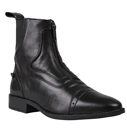 QHP Stivaletti da equitazione in pelle Jodhpur Milaan con chiusura lampo, Nero , 39 EU