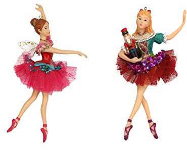 Gisela Graham Nutcracker Clara Ballerina Tree Decoration Set of 2 Assorted