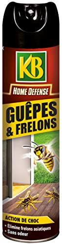 KB HOME DEFENSE HDGUEP - Aérosol Anti-Guêpes et Frelons 400 ml - Efficace sur frelons asiatiques et tous les insectes volants - Action foudroyante - Formule sans odeur - Usage intérieur et extérieur
