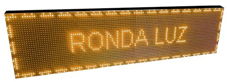 Cartel LED programable con Sensor de Temperatura y Reloj (128x32, Naranja ámbar) / Letrero programable/Pantalla programable/Pantalla de Texto/Rótulo Luminoso/Reloj electrónico