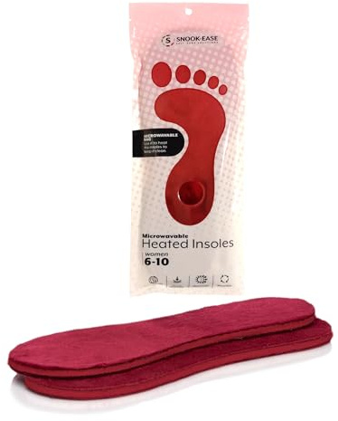 Snook-Ease Heated Insoles Shoe Warmer Inserts - Foot & Toe Warmers for Winter, Microwavable Insoles for Women, Reheatable & Washable Fits All Footwear Slippers, Socks, Boots Cut to Size