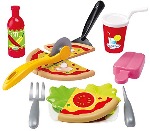 Ecoiffier 2589 Pizza-Set, Rot, Grau, Grün, Beige, Gelb, Schwarz