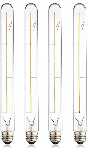 Leools Vintage LED Filament Bulb T300, 6W Dimmable T10 Edison Light Bulb Long Tubular Antique LED Light,E26 Base,Clear Glass,Warm White,2700K, 600LM(60W Equivalent),11.81in(300mm), Pack of 4