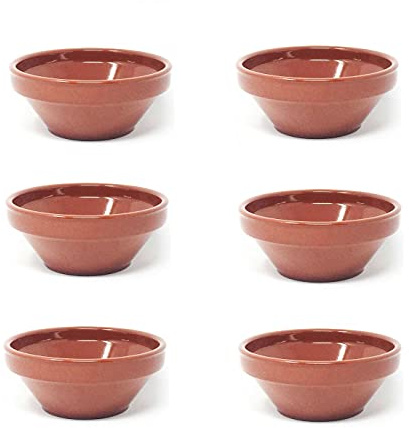 Acan Tradineur - Pack de 6 cuencos de barro cocido, boles, tazones para servir aperitivos, desayuno - 16 x 7 cm