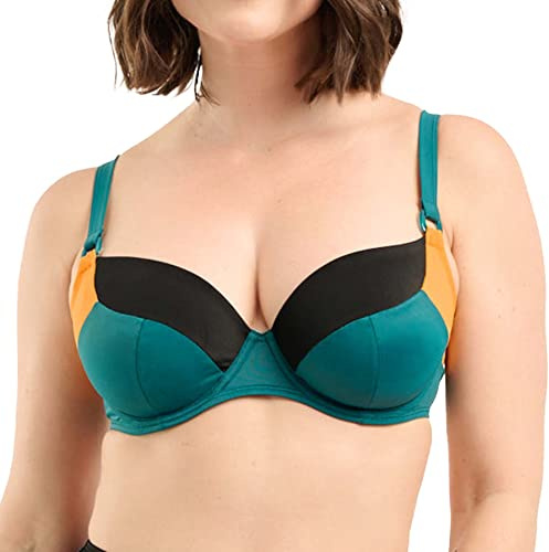 sans Complexe, Haut de Maillot de Bain, Soutien Gorge avec Armatures, Beyond The Beach, Black Green Yellow, 85E, Femme