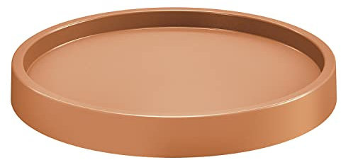 Sottovaso Tondo Ø37 Bordo per Trattenere l'Acqua con Ruote 360° Design Moderno Colore Terracotta in Plastica