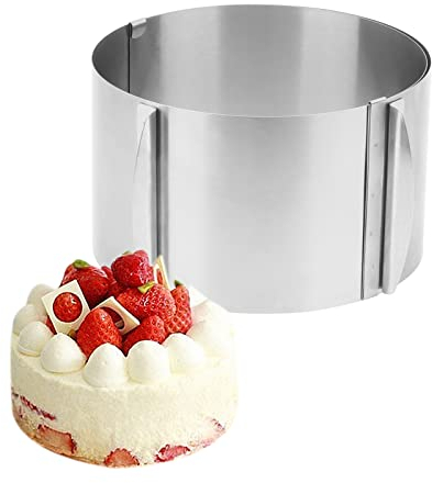 MANCHAP 6-12 Inch Adjustable Cake Ring Mould, 12cm High Round Stainless Steel Cake Ring for Baking Pastry Mousse Desserts