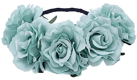 Couronne de Fleurs Bandeau de Fleurs Femme Fille Coiffe de Guirlande Fleur Bandeau Cheveux Mariage en Ruban Elastique Mariée Accessoires Cheveux Serre-tête Photographie Voyage Halloween