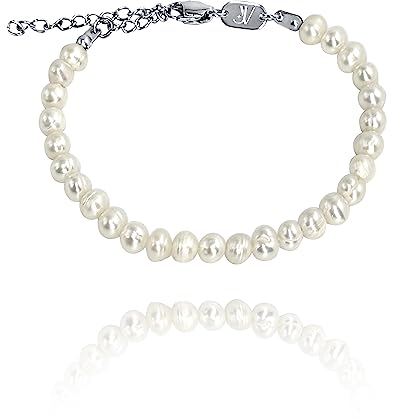 100% Echte Süßwasserperlen Armband - 16-21cm verstellbare Länge - Sommer Unisex Perlenarmband - handgefertigter Schmuck - 5 bis 6mm Perlen Größe
