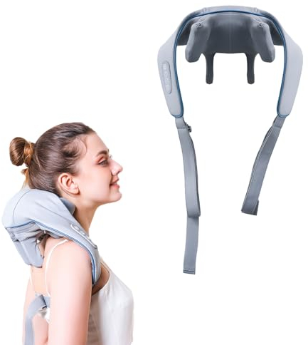 Nackenmassagegerät, Massagegerät Schulter Nackenmassagegerät mit Wärme 3 Geschwindigkeiten, 2 Massagearten Nackenmassagegerät Schulter und Nacken Massagegerät für Nacken Rücken Schulter Beine (Blau)
