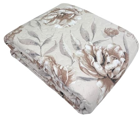 Tata Home Trapuntino Mezza Stagione Leggero Matrimoniale 250x250 cm Copriletto Trapuntato Primaverile Estivo Quilt Autunnale Moderno Elegante Dis. 4 Beige