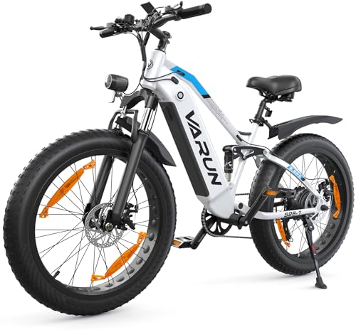 VARUN E Bike, E-Bike Herren mit 26 * 4.0 Zoll Fat Tire, 48V 18AH/15AH Akku, Bis zu 120-150KM, 85NM Motor E-Mountainbike, E-Fatbike mit 5 PAS LCD-Display, 7-Gang, Elektrofahrräder mit EU-Konformes