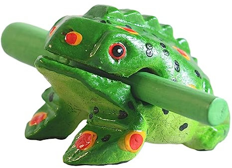 ART-CRAFT Musikinstrument Ratsche Klangfrosch Holz grün S 9cm