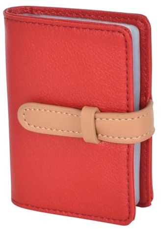 KYSUN Porte Carte de Visite, Porte Cartes de Crédit, Pochette Carte Bancaire, Porte-Cartes Cuir PU pour Homme et Femme, Étui pour Cartes de Visite, Porte Cartes Crédit Bleue Visite, 26 Fentes (Rouge)