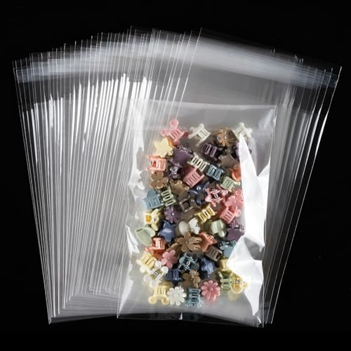 100pcs Clear Cellophane Bags, 4x6Self Adhesive Sweet Bags for Packaging