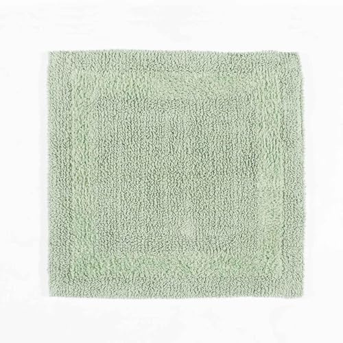HOMESCAPES Alfombra de baño pequeña, 1600 g/m², extra suave, 100 % algodón, reversible, antideslizante, lavable, súper absorbente, de secado rápido, color verde salvia, 50 x 50 cm, cuadrada