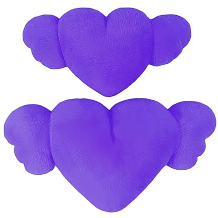 syayw Cuscino a forma di cuore con ali d'angelo, cuscino in peluche per auto, 2 x cuscino poggiatesta auto a forma di cuore con ali - adorabile cuscino in peluche per i viaggi in