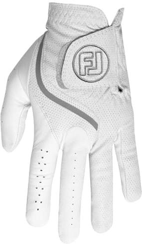FootJoy Men's SciFLEX Golf Glove, White, Medium/Large, Worn on Left Hand