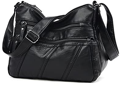 Cross Body Bag Women Soft PU Leather Shoulder Handbag Multi Pocket Side Messenger Bag with Adjustable Strap for Ladies