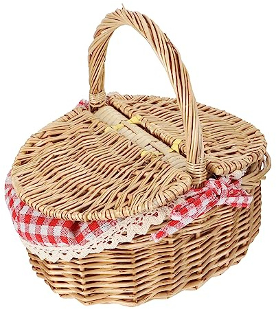 OUNONA Cestino Di Vimini Multiuso Con Manico Cestino Da Picnic 10. 2 Vimini Con Cesto Picnic Vuoto Rivestibile