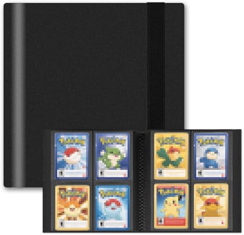 4-Pocket Trading Card Binder, 20 Pages Holding 160 Pockets, PU Trading Card Album Card Folder Card Binder Holder Album for MTG, TCG, Pokemon Yu-Gi-Oh, Basketball Sports Cards, Game Cards