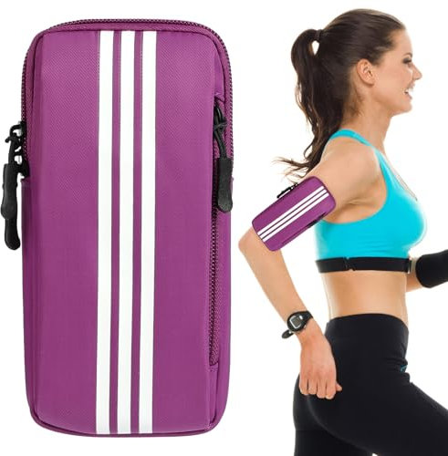 HAGOT Brazalete Movil Running Deportivo, Bolsa el Brazo Deportivo Universal, para Teléfonos Móviles de 6.7, Porta Movil Runnning Accesorios, para Correr, Gimnasio, Viaje, Morado