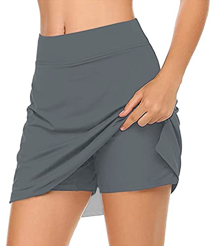 Der Von Nebenan Damen Casual Solid Tennisrock Yoga Sport Active Rock Shorts Rock Rock Shorts Rock Volant Damen, gris, M