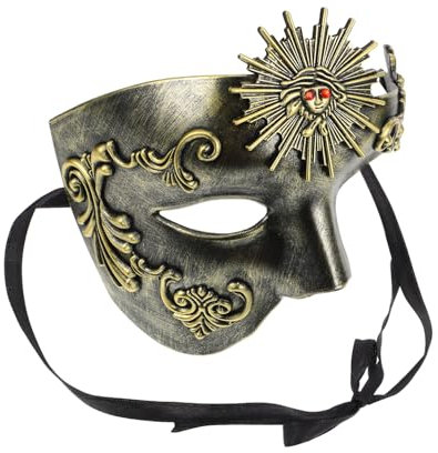 HAMPPLIES Masque De Mascarade Pour Homme En Abs Demi-masque Décoratif Design Vénitien Accessoire De Carnaval Pour Adulte Pour Mardi Gras Et Costumées