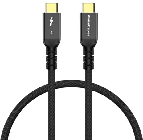 Alvin's Cables Cable Thunderbolt 5, 1 ft USB-C a USB-C Cable 120 Gbps 240 W PD Fast Charging 16 K, compatible con Thunderbolt 4/3, USB4, para MacBook, Egpu, Dock, Intel certificado