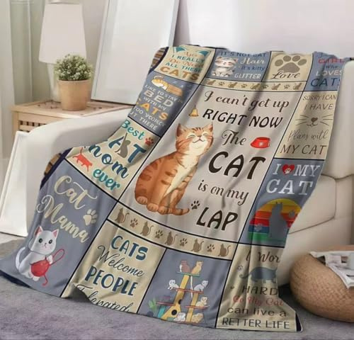 KDFSSIPE Coperta Per Gatti Morbida, 100x150 Cm - Coperta In Flanella Soffice Con Design Divertente Di Gatto - Ideale Per Divano, Letto e Decorazione Casa - Regalo Perfetto Per Amanti Dei Gatti