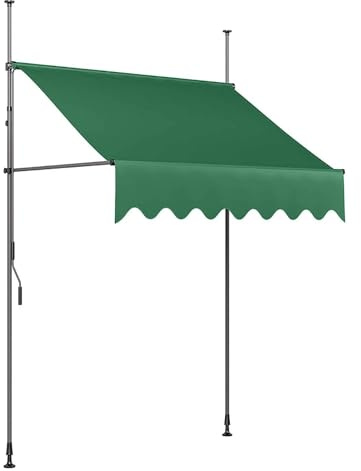 Infällbar vattentät uteplats markis – manuellt solskydd för utomhusbruk justerbar baldakin för terrassdörrar och fönster (G1 94,49 x 59 tum/240 x 150 cm)