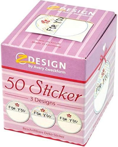 AVERY Zweckform Presentetiketter 50 stycken Art. 56816 (etiketter, pappersdekaler 38 mm i dispensern, skrivbar, för dig, presentklistermärken, födelsedag, kort, syltetiketter) klistermärken på rulle