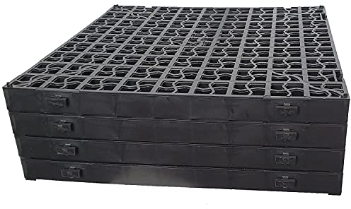 4 x Black Plastic Paving Driveway Grid Turf Grass Lawn Path Gravel Protector Drainage Mat (1 Square Meter)
