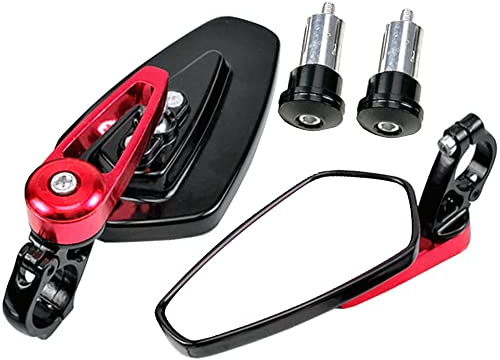 ETOPARS Espejos Retrovisores de Moto 22mm 7/8 Espejos Retrovisores Laterales de Motocicleta 360 Grados Ajustable Aluminio Convexo Espejos del Extremo del Manillar Rojo